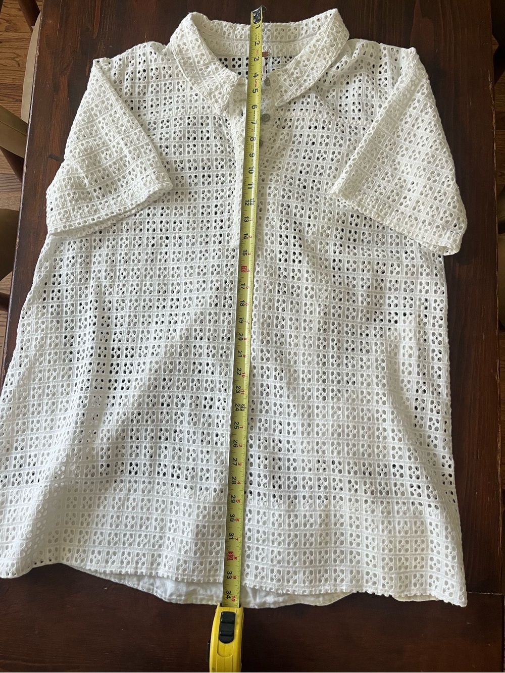 Free People Remino Eyelet Mini Shirt Dress Womens Sz. XL Beach Summer Boho - Picture 11 of 13